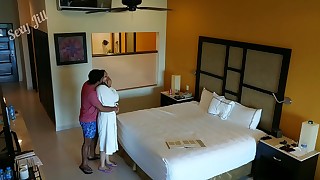 Young girl m&period&comma to fuck and creampied against her will by hotel room intruder spy cam POV Indian